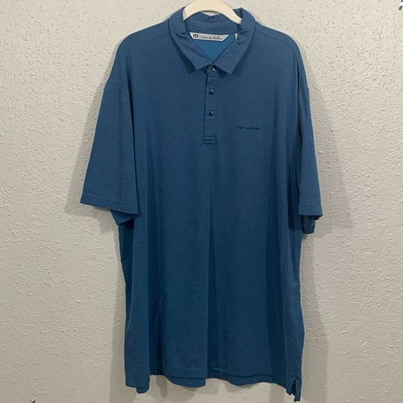 Travis Mathew Blue Stretch Short Sleeve Polo Shirt      size XXL - Picture 1 of 12